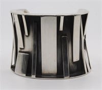 A Large Modernist Silver Cuff Bracelet with