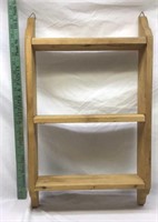 C5) wooden three tier shelf with hangers