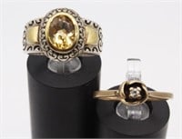 2 Ladies Rings, a sterling w/gold accents &