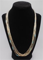A Sterling Silver & Turquoise Multi Strand