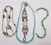 4pc Southwestern Turquoise Necklace & Bracelets,