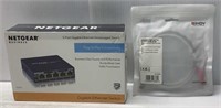 Netgear Gigabit Ethernet Switch + CAT6 Cable NEW