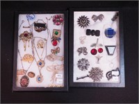 Group of costume jewelry mostly pins