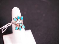 Unmarked ring with turquoise, mother of