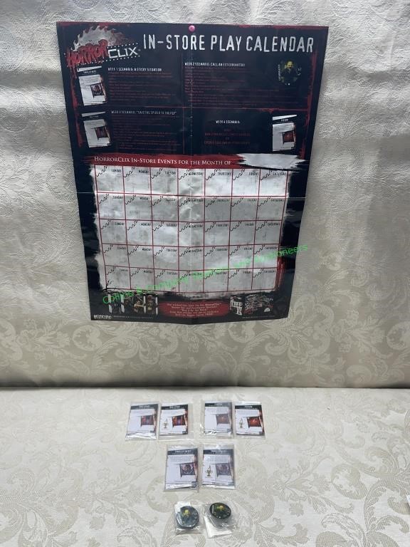 Horror Clix in Store Play Calendar with cards/pogs