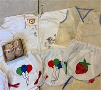 Vintage Embroidered Baby Clothes and Shoes Lot