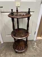 Carved Elephant Wooden 3 Tier Shelf Made in India