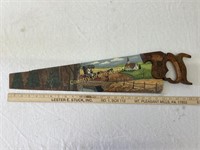 Vintage Hand Saw with Painting