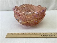 Pink Carnival Glass Bowl