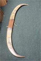 A Well Carved Buffalo Horn