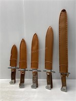 Lot of 5 Knives w/Sheath - NEW