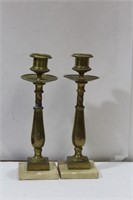A Pair of Vintage Marble Base Candlesticks