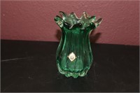 A Czechkoslovakian Green Glass Vase