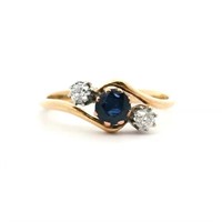 18ct Y/G sapphire and diamond ring