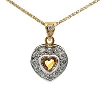 18ct Yellow sapphire pendent on chain