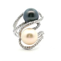 18ct Pearl and diamond ring