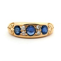18ct Y/G Sapphire & Diamond ring
