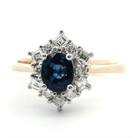 14ct Y/G Sapphire & diamond ring