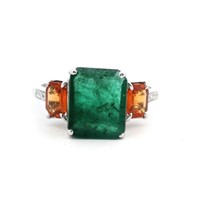 14ct W/G Emerald, sapphire & Diamond