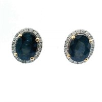 14ct Y/G Sapphire 4.58ct earrings