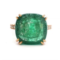 14ct y/gold emerald & diamond ring