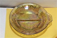 A Carnival Glass Footed Bowl