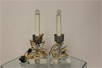 Lot of 2 Vintage Lucite Base Table Lamps