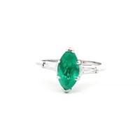 14ct W/G Emerald 1.54ct and diamond ring
