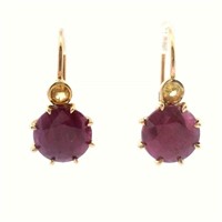 14ct Y/G ruby 7.16ct earrings