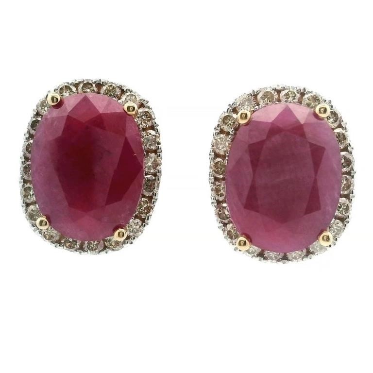 14ct Y/G Ruby 13.15ct earrings