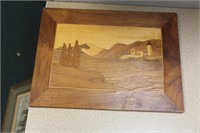 Vintage Wood Inlay Marquetry Art