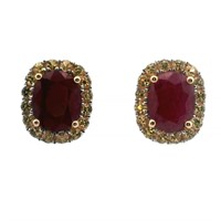 14ct Y/G Ruby & Sapphire earrings