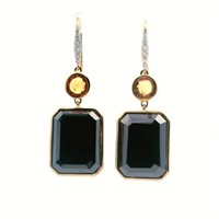 14ct Y/G black Moissanite earrings