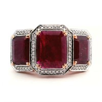 18ct R/W/G Ruby 5.49ct and diamond 0.25ct ring