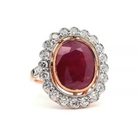 18ct R/G Ruby 5.05ct and diamond ring