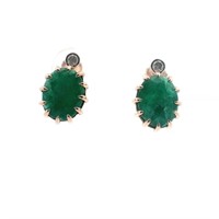 14ct  rose gold emerald (5.55ct) & dia earrings