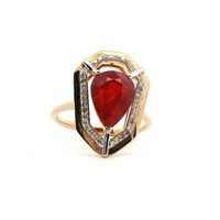 18ct Y/G Ruby 3.24ct and diamond ring