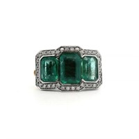 18ct Y/G emerald 3.98ct ring
