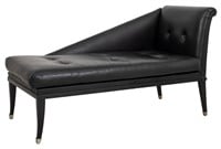 Italian Black Leather Upholstered Chaise Longue