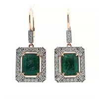 18ct R/G Emerald 4.52ct earrings