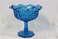 A Pressed Glass Blue Stem Bowl