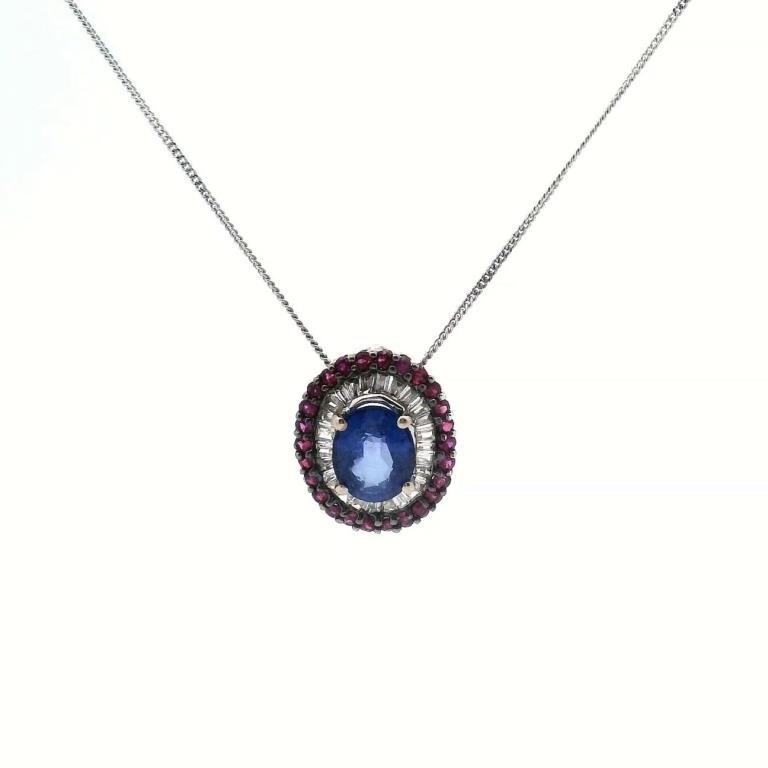 18ct W/G Sapphire pendent pendent