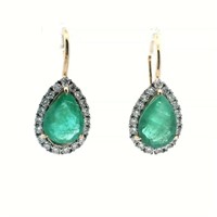 14ct Y/G Emerald 3.26ct earrings