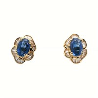 18ct Y/G Kyanite & Diamond earrings