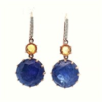 14ct R/G Tanzanite 25.86ct & Sapphire earrings