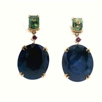 14ct Y/G Sapphire 16.07ct earrings