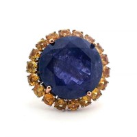 14ct r/gold tanzanite & orange sapphire ring