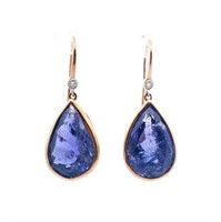 14ct r/g tanzanite (15.75ct) & diamond earrings