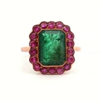 10ct rose gold emerald & ruby ring