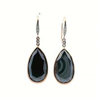 14ct r/g black moissanite & diamond earrings